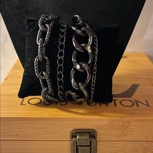 Black Chain Bracelet Set